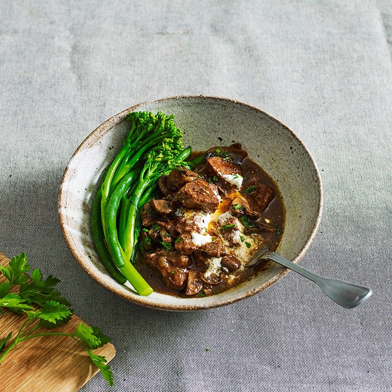 Slow-cooked beef stroganoff
