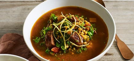 Slow-cooker beef and freekeh soup