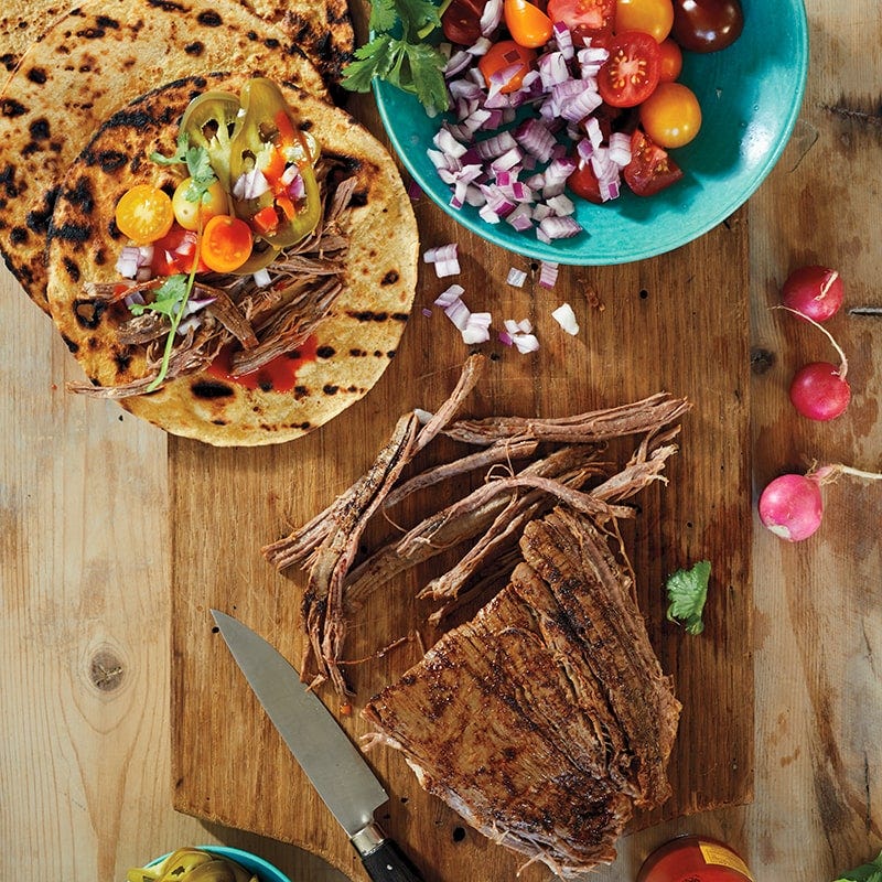 Slow-cooked steak tacos
