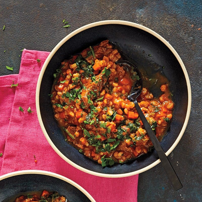 Slow-cooker hearty beef and barley stew
