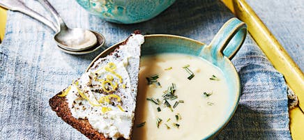 Celeriac soup with ricotta toast
