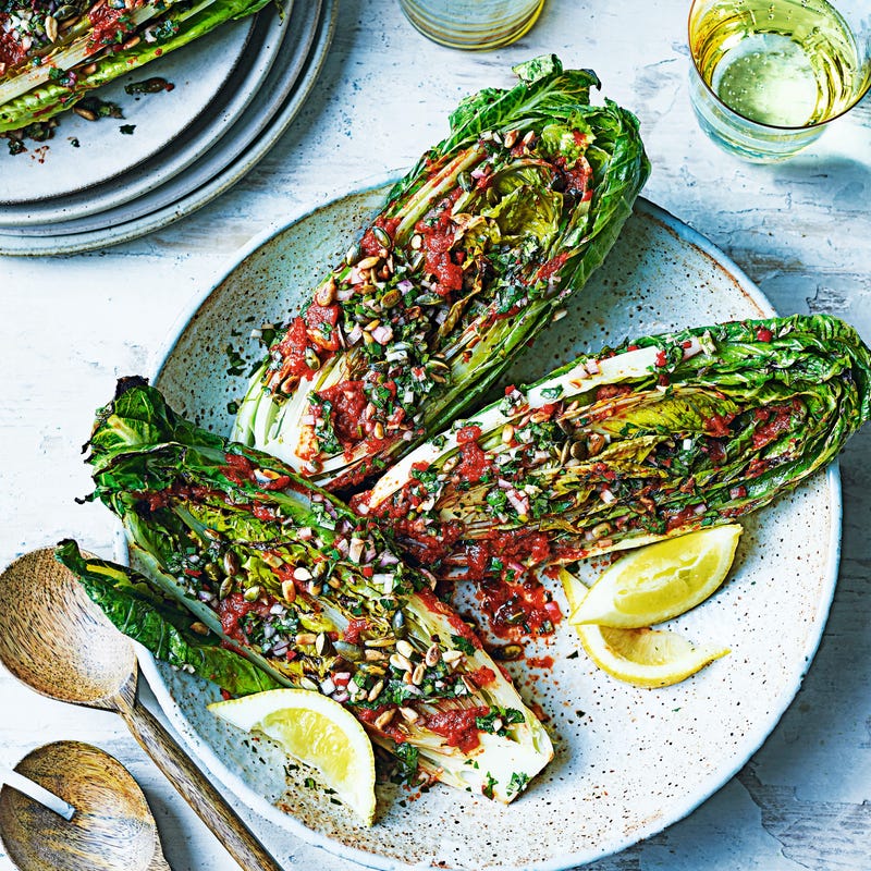 Photo of Griddled lettuce with red pepper pesto & chimichurri by WW