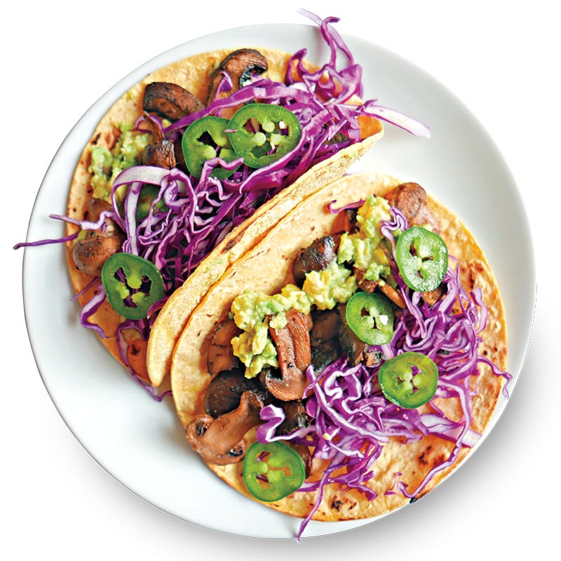 Mushroom-avocado tacos