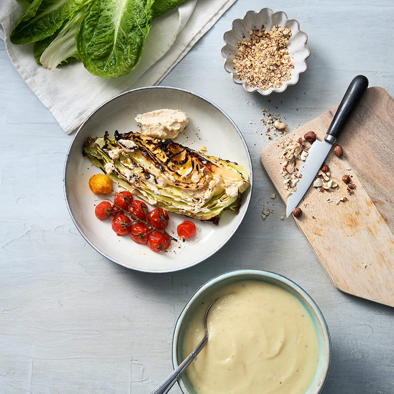 ViktVäktarna - Grillad spetskål med vispat nötsmör och jordärtskockspuré