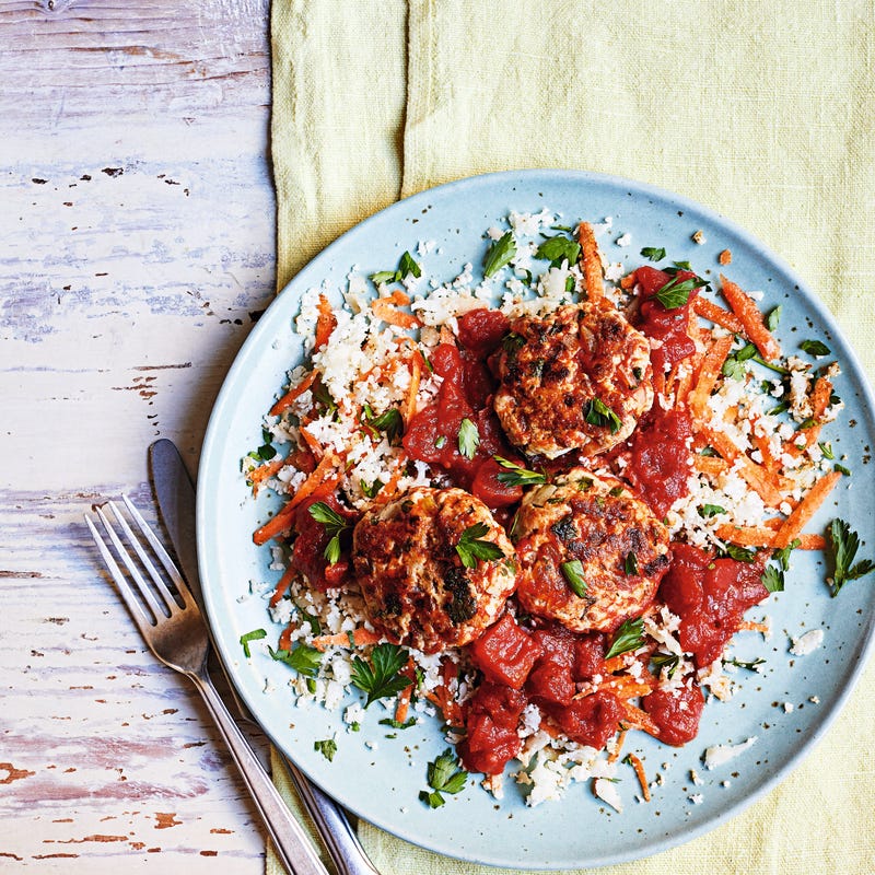 Photo of Turkey patties with cauliflower & carrot salad by WW