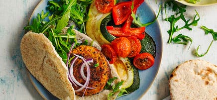 Quinoa burger pitas