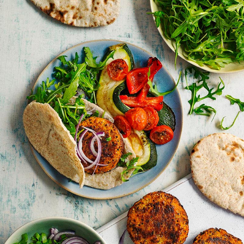 Quinoa burger pitas