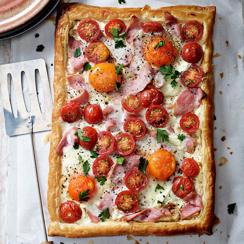 ViktVäktarna - Smördegsflarn med bacon, ägg och tomat