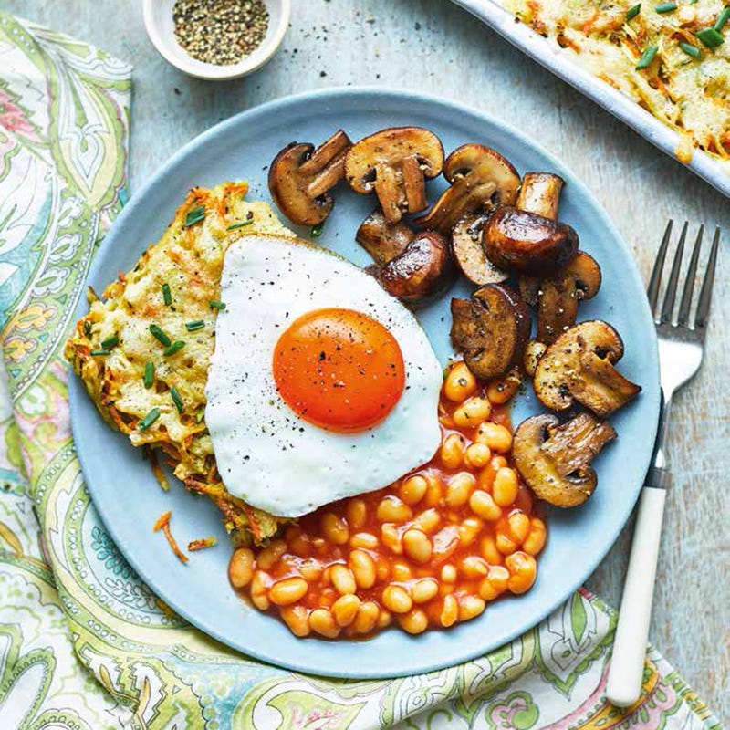 Vegetarian hash brown traybake