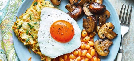 Vegetarian hash brown tray bake