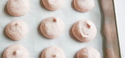 Strawberry aquafaba meringue cookies