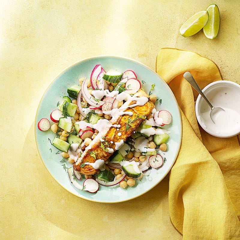 Photo of Spiced salmon with chickpea salad & yogurt dressing by WW