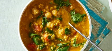 Curried red lentil chickpea stew