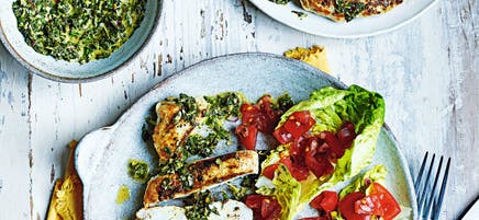 Grilled chicken with mint chimichurri