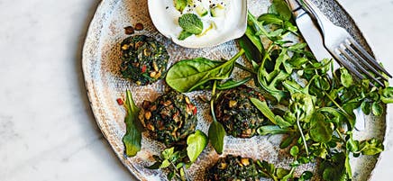 Green lentil & spinach polpettes