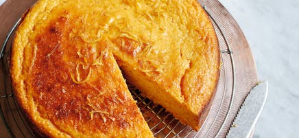 Squidgy lemon polenta cake