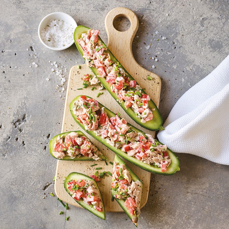 Foto van Komkommerbootjes met tonijnsalade door WW