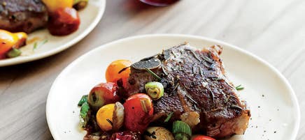 Rosemary lamb chops with balsamic tomatoes