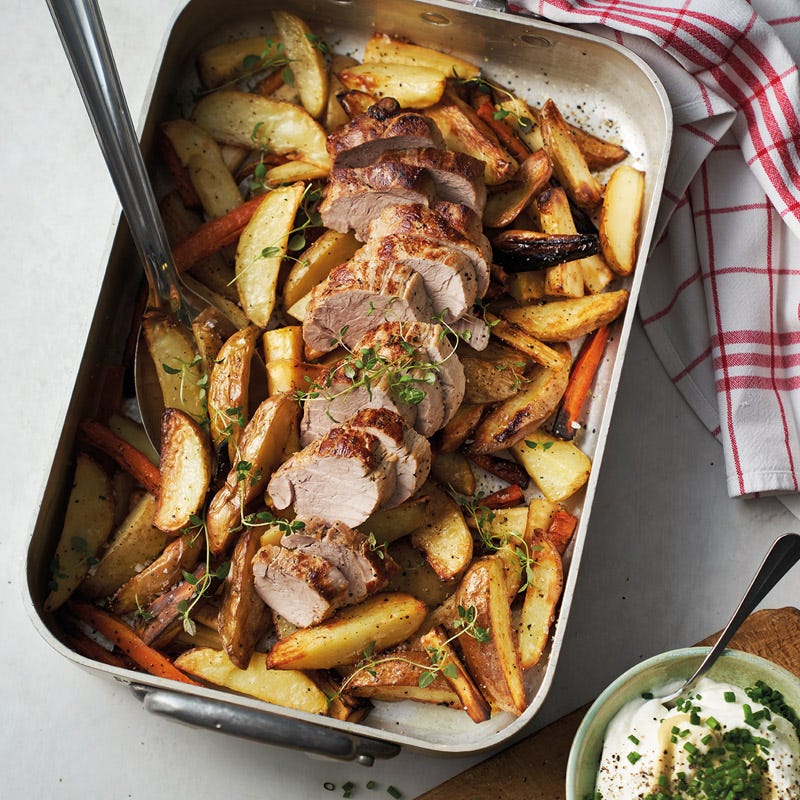 Kartoffel-Wurzel-Gemüse mit Schweinefilet