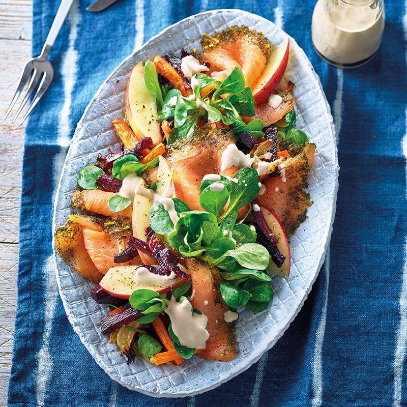 Graved Lachs mit warmem Rote-Bete-Salat