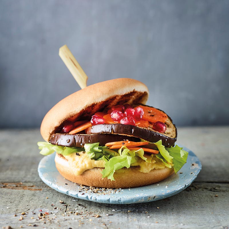Foto van Aubergineburger met hummus door WW