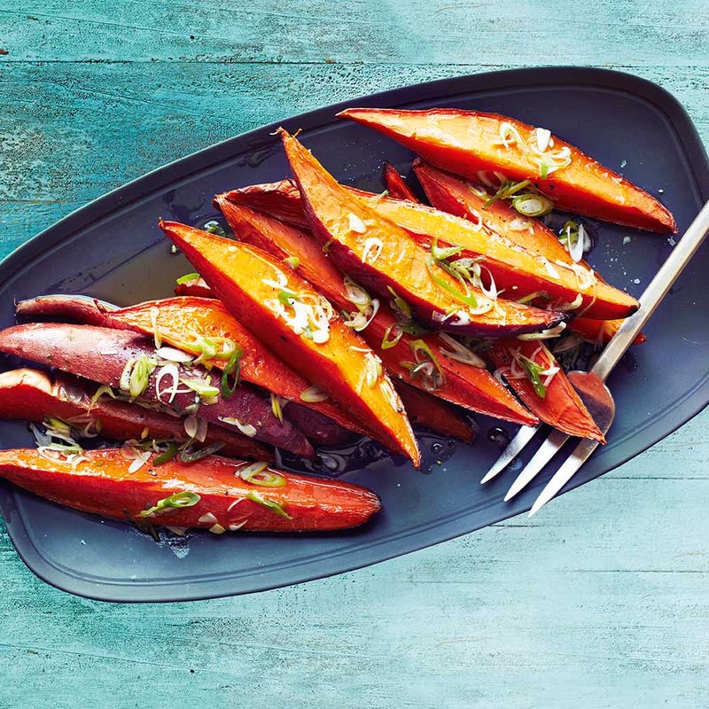 Photo of Sweet potato wedges with spring onion dressing by WW