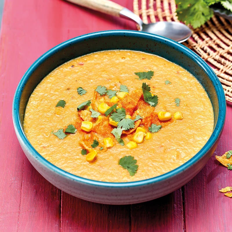 Maissuppe mit Tortillachips-Topping