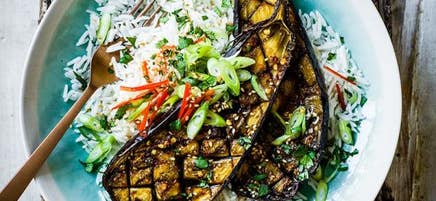 Aubergines laquées au miel