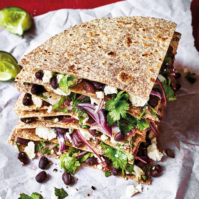 Feta and black bean quesadillas