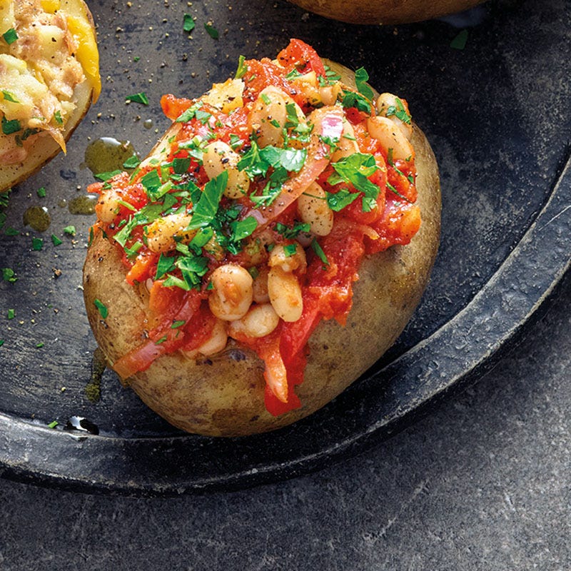 Ofenkartoffeln mit Weiße-Bohnen-Topping