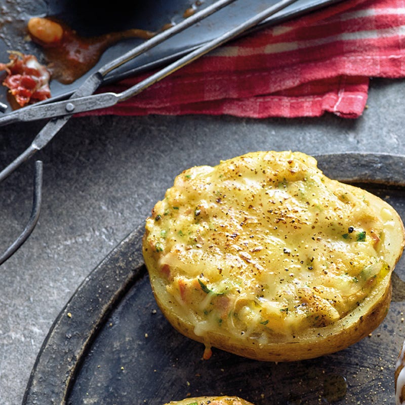 Ofenkartoffeln mit Schinken-Käse-Topping