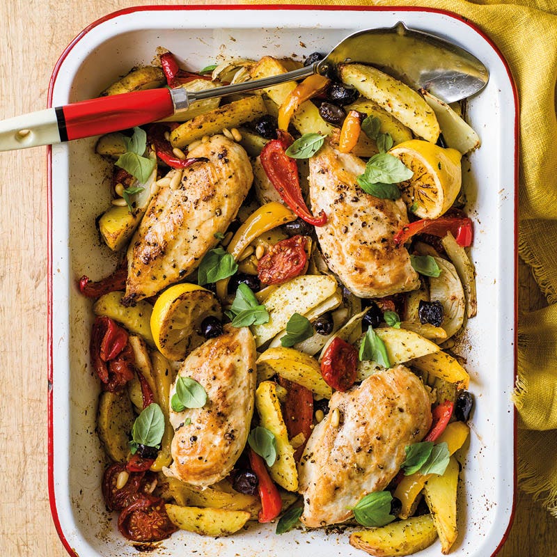 Italienisches Hähnchenblech mit Kartoffelspalten