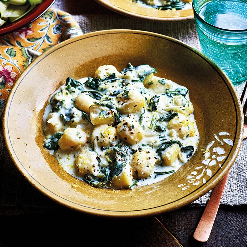Creamy spinach gnocchi
