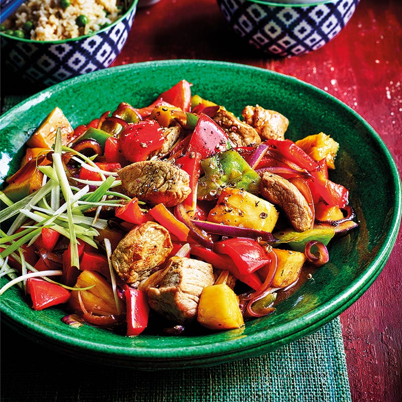 Sweet and sour pork with fried rice