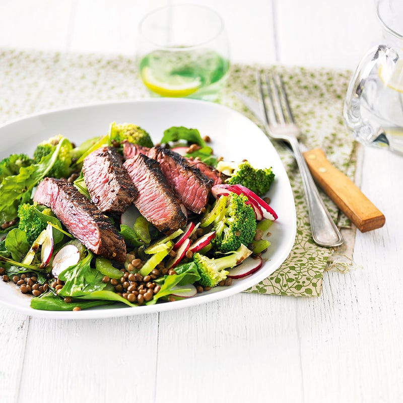 Photo of Spice-rubbed steak with green lentil salad by WW