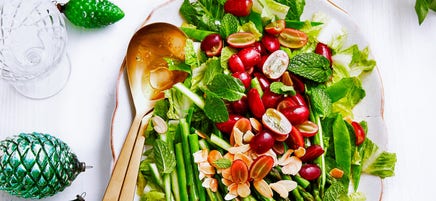 Salade van little gem & druiven