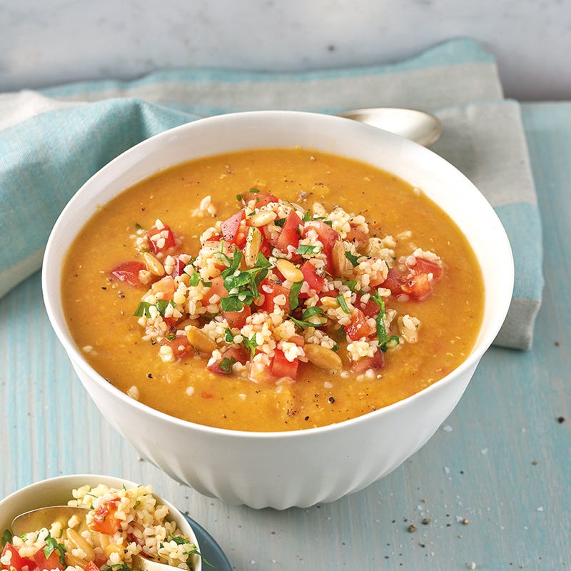 Linsensuppe mit Bulgurtopping
