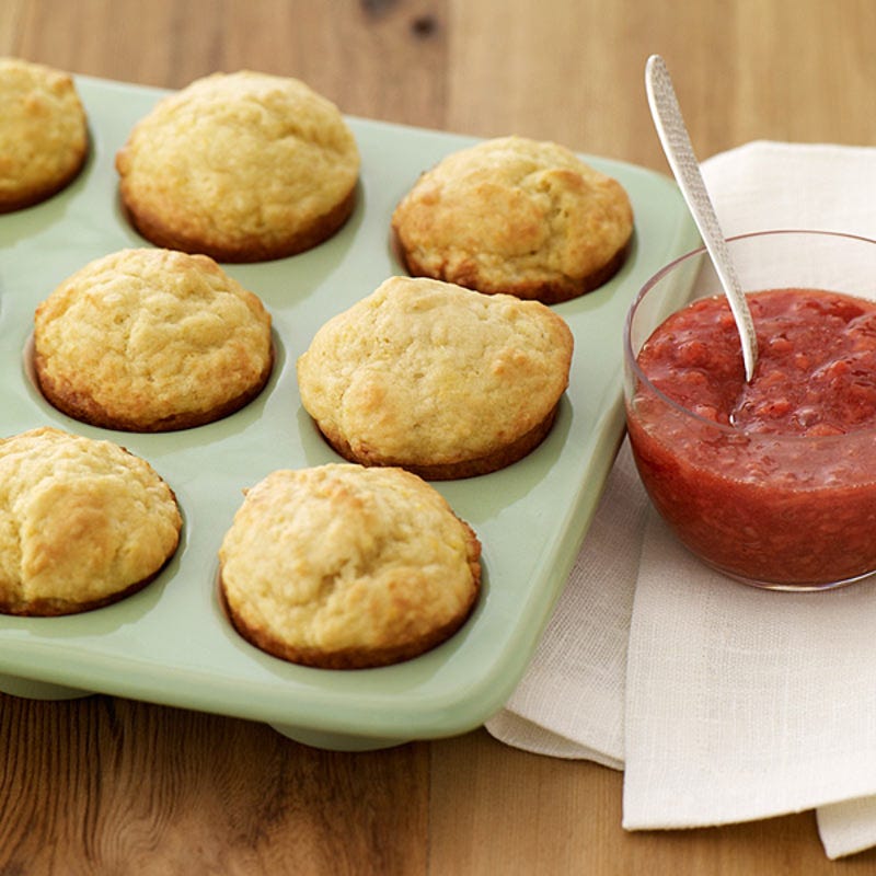 Photo of Lemon Yogurt Muffins with Strawberry Sauce by WW