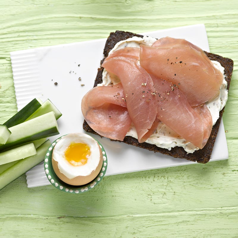 Schinkenbrot mit Frühstücksei