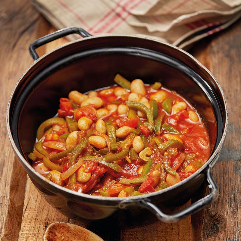 Bohnen-Peperoni-Eintopf mit Tomaten