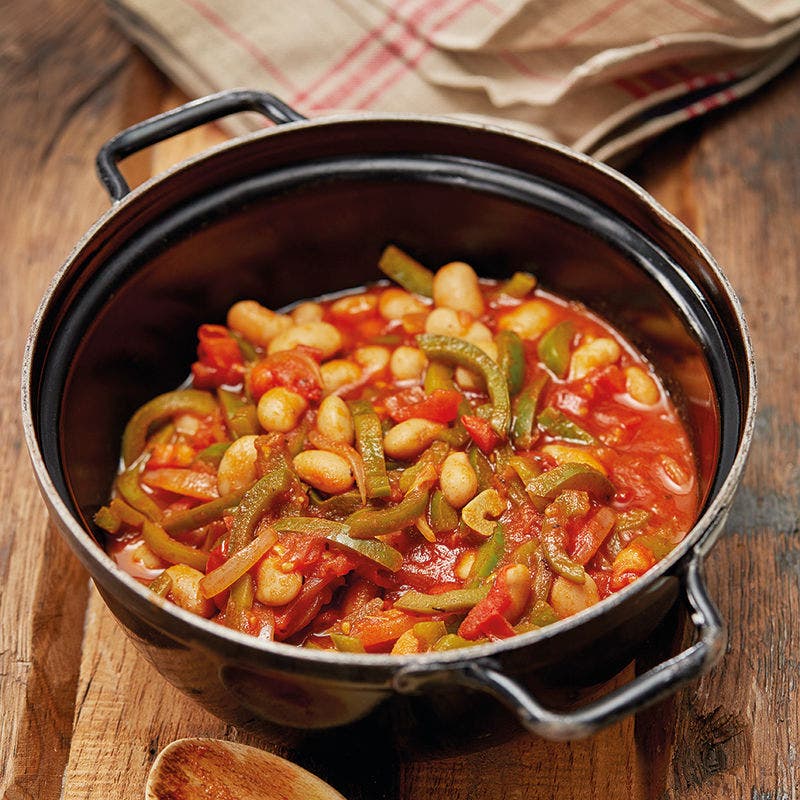 Bohnen-Peperoni-Eintopf mit Tomaten