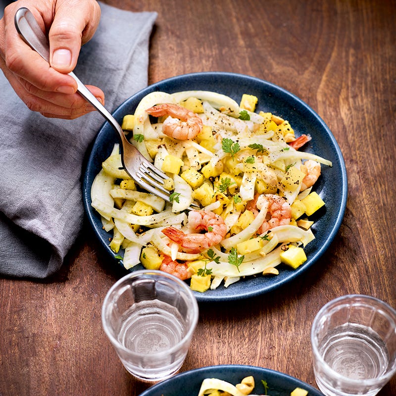 Foto van Exotische salade met venkel en garnalen door WW