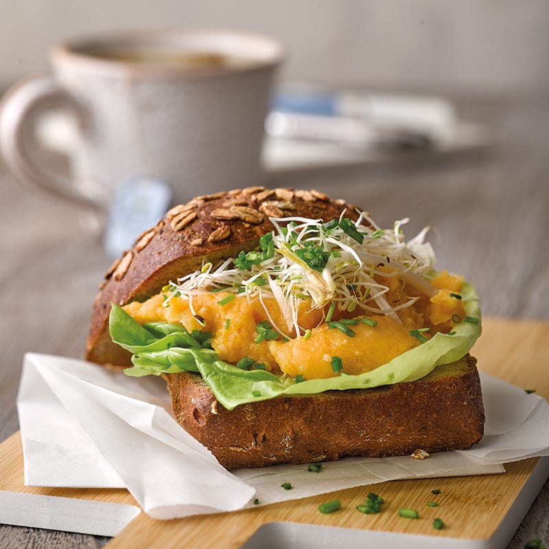 Foto van Volkorenbroodje met pompoencrème door WW