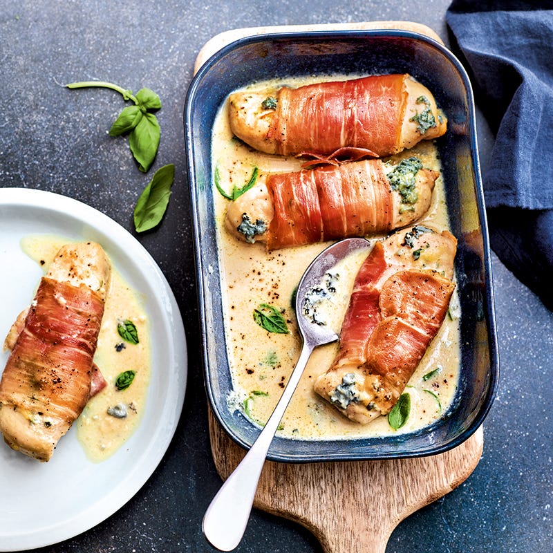 Foto van Kip met rauwe ham en blauwe kaas door WW