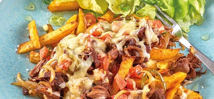 Loaded Fries mit Pulled Jackfruit