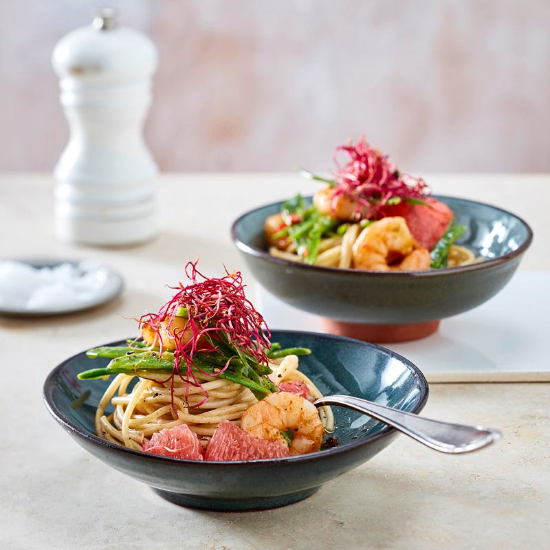 Nudelnester mit Garnelen