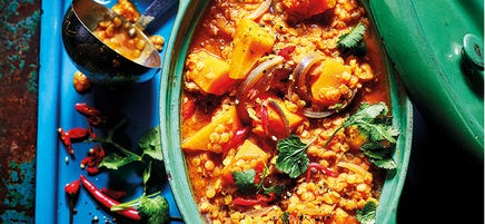 Dahl de courge aux lentilles rouges