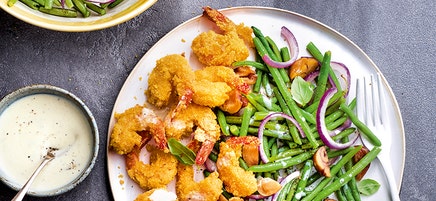 Crevettes croustillantes aux haricots verts et châtaignes