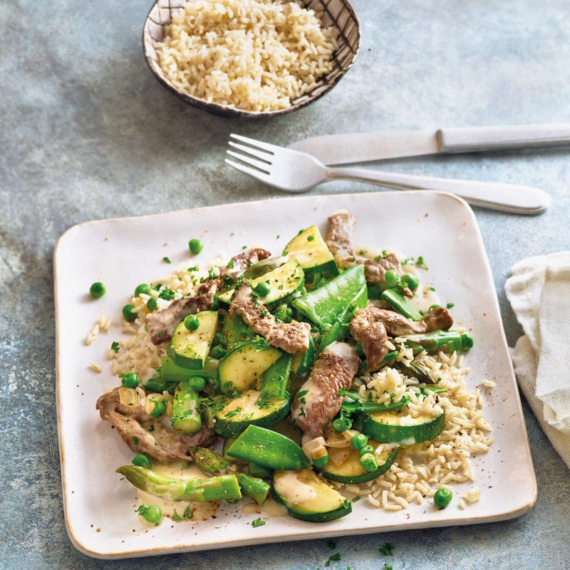Foto van Romige biefreepjes met peultjes en rijst door WW