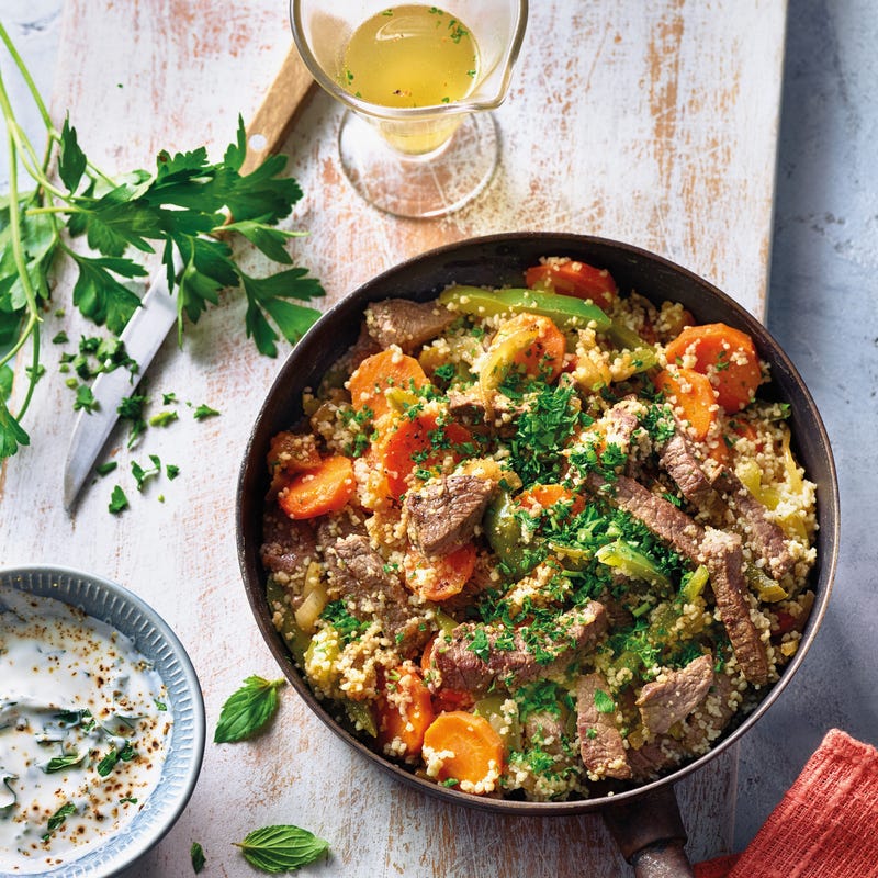 Foto van Couscous met biefstuk en muntyoghurt door WW